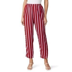 Sweet Baby Jamie Pants Satin Pull On Straight Leg Red Blue Striped Size L